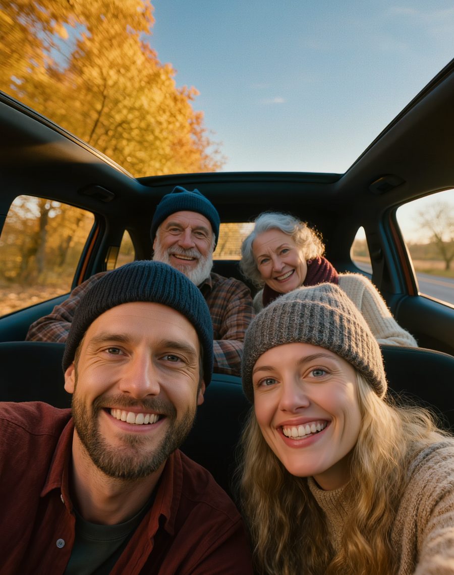 Travellers sharing a ride together